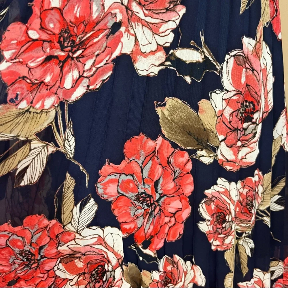 Bisou Bisou Navy Floral Maxi with tie on back